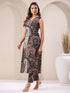 Black Pure Cotton Paisley Printed Straight Kurta Pant Set